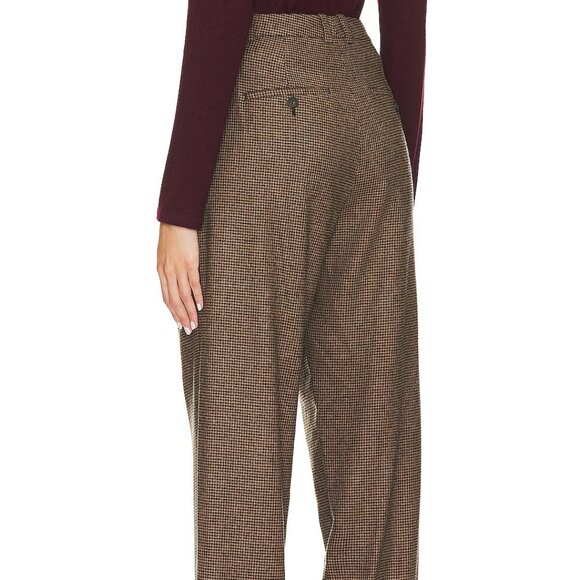 Vince Houndstooth Pleat Front Pant in Black/Camel Size 10 - Picture 2 of 5